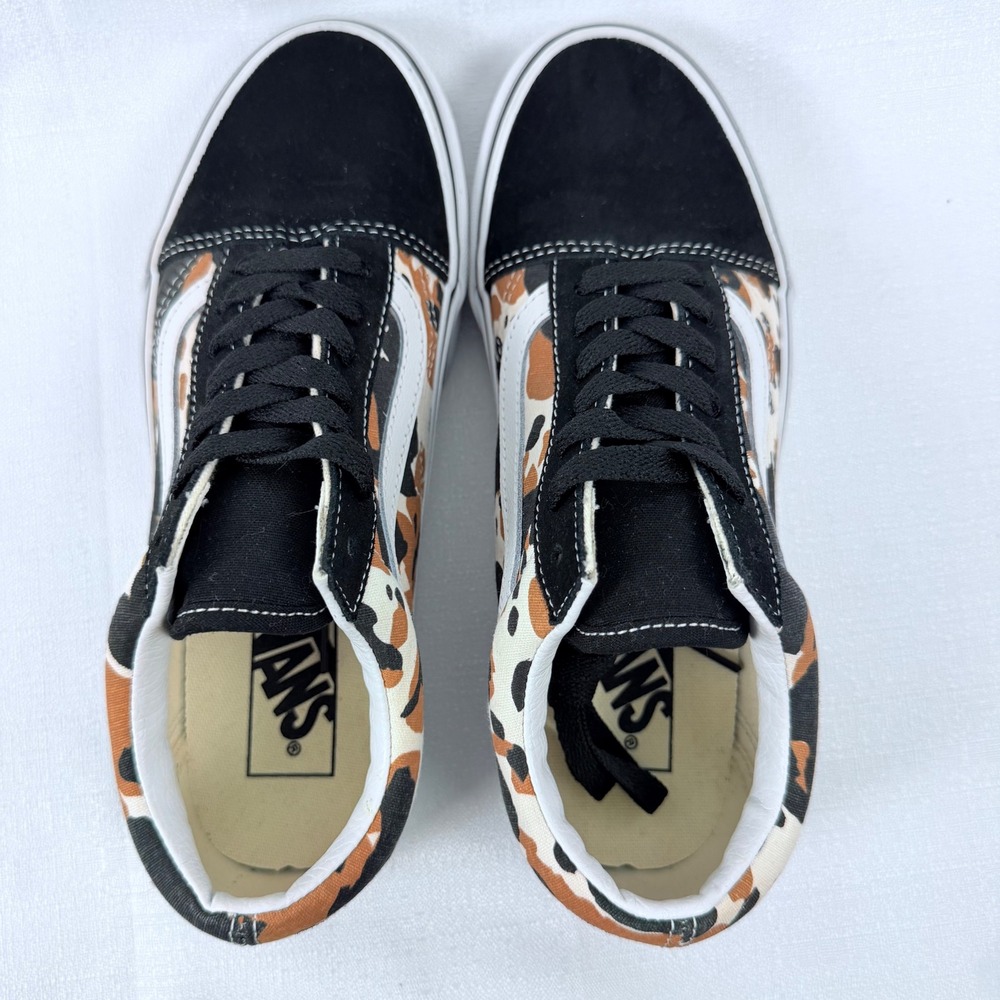 Vans Unisex Old Skool Cow Print Black Suede Low Top Sneakers Mens 6 Women 7.5